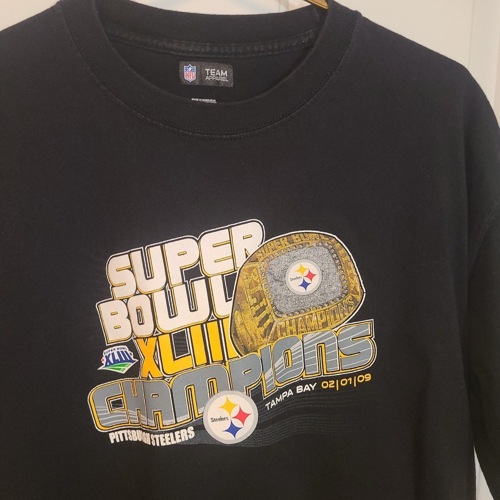 NFL Pittsburgh Steelers Football 2009‎ Super Bowl Champions T-shirt Men's XL